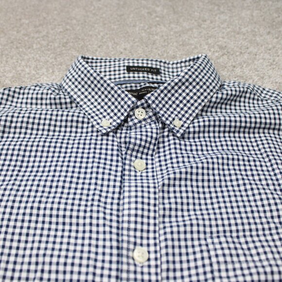 Banana Republic Oxford Shirt Mens Large Blue Untucked Fit Slim Fit Cotton L/S - Picture 5 of 14